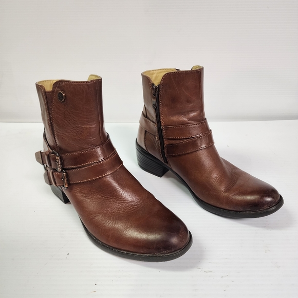 Bussola Antwerpen Avy Nevada Russet Leather Ankle Strap Boots Size 38 - Picture 3 of 11